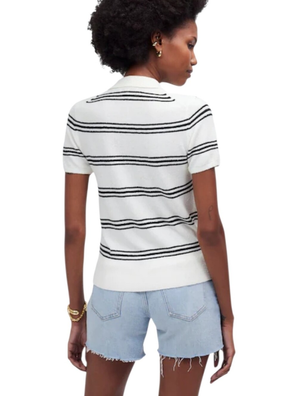 Madewell Women's Striped Polo Sweater Tee - Picture 2 of 13